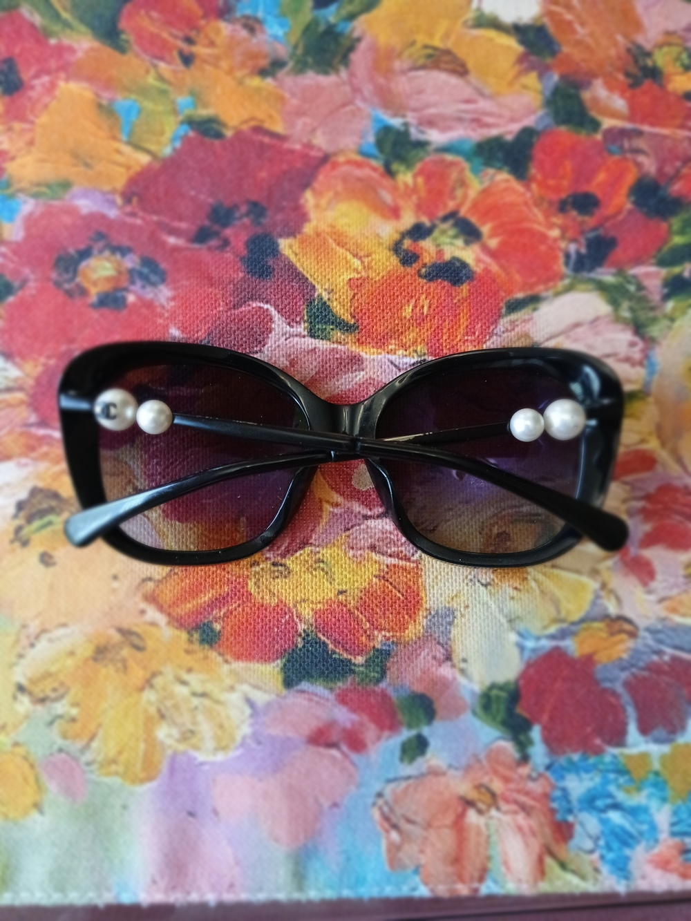CHANEL Black Pearl-Accent Women's Sunglasses